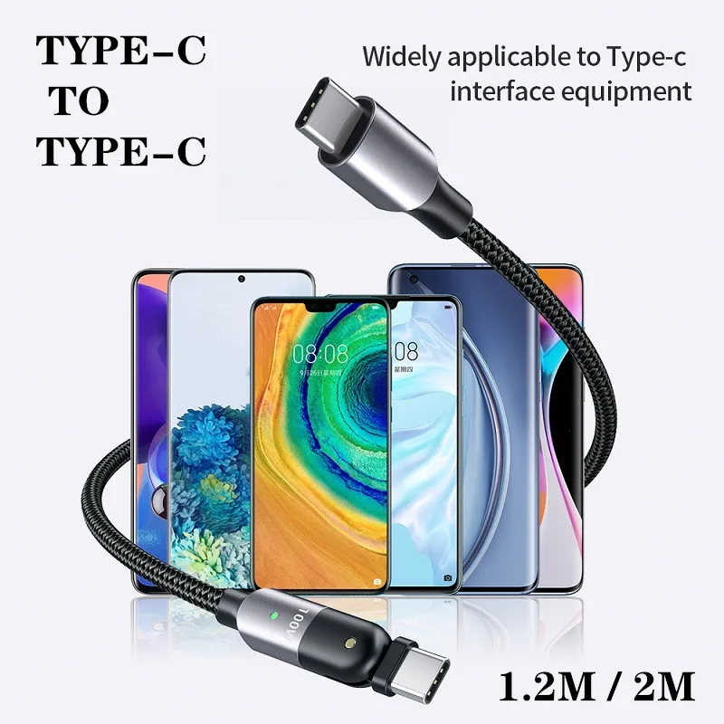 

UGI 180 Rotate 60W 100W 5A PD Fast Charging Cable 1.2m 2m Quick Charger Type C USB C Cable Sync Data For Samsung Xiaomi RedMi