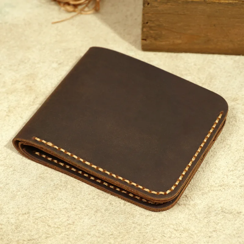 

Top Genuine Leather Men's Wallet Retro Handmade Wallet for Men Durable Real Leather portfel male cartera hombre Purse for men