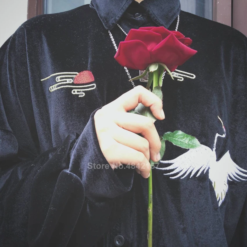 Женская куртка кимоно с вышивкой журавлей в японском стиле|Одежда Азии и