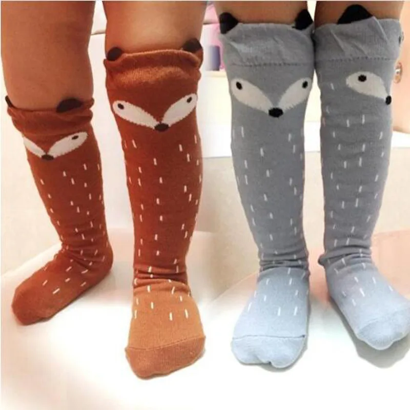 Нескользящие носки с рисунком Детские осенне весенние Гольфы лисы медведя кота и