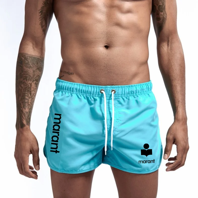 

Summer Brand Men's Swimwear Shorts Printed Beachwear Sexy Swim Trunks Men Swimsuit Low Waist Breathable Beach Wear Surf 2021