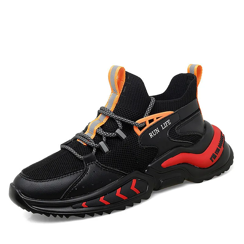 

New Running Shoes for Men Black Red Mesh Soft Breathable Non-slip Sneakers Fashion 39-44