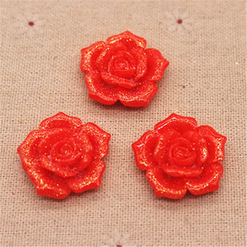 red 10pcs 10 шт 26 мм симпатичная блестящая смола цветок Роза Форма FlatBack Кабошон создание скрапбука своими руками/Свадебные украшения - Цвет: red 10pcs