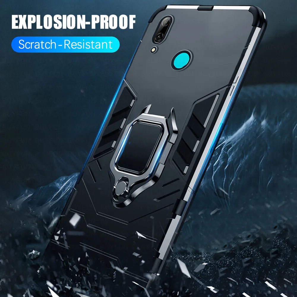 armored finger ring bracket magnetic phone case for huawei p smart plus 2019 2018 p smart z psmart pro 2019 stand anti fall case free global shipping