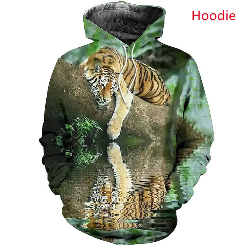 

Casual Men's Top Long Sleeve 3D Fully Printed Tiger Pattern Fashionable and Comfortable Hoodie Unisex Sweatshirt/Zipper Hoodie