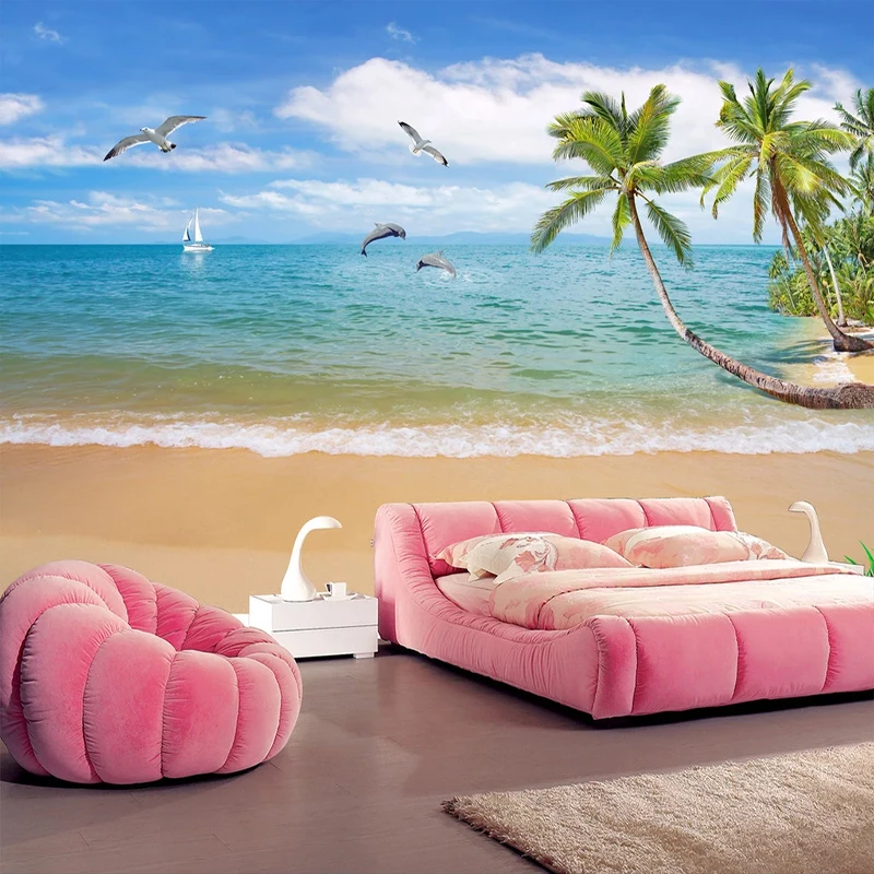 Custom 3D Wallpaper Summer Seascape Sandy Beach Poster Wall Painting Living Room Bedroom Photo Paper Papier Peint Mural | Обустройство