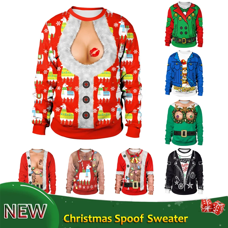 

Festival Christmas Outfits Hot Selling Spandex Nightclub Costume Round Neck Sweater Party Cosplay Clothing Adult Tops VDB1173