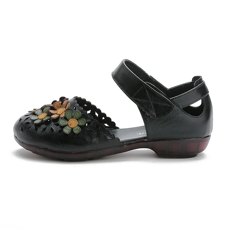 

Summer women's shoes ethnic style handmade leather sandals women's soft soled flower mother shoes comfortable women's