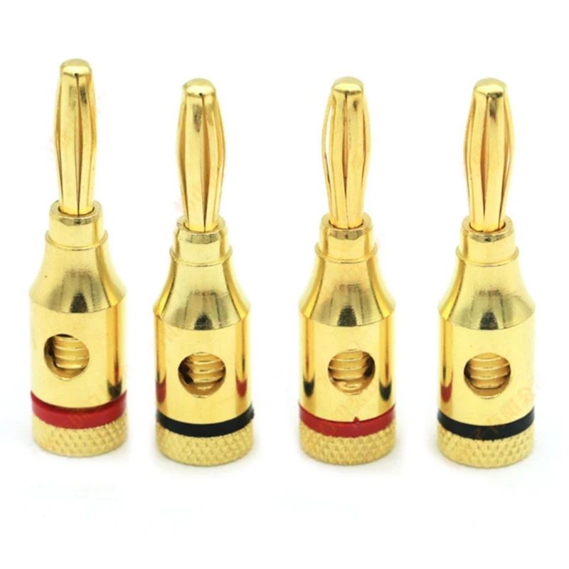 

4pcs Gold Plated Jack Speaker Wire Banana Plugs Open Screw Type Connector
