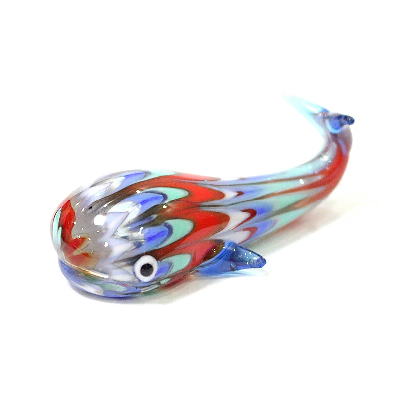 

Murano Glass Whale Miniature Figurine Cute Vivid Sea Animal Silver Foil Craft Ornament Home Aquarium Charm Decoration Collection