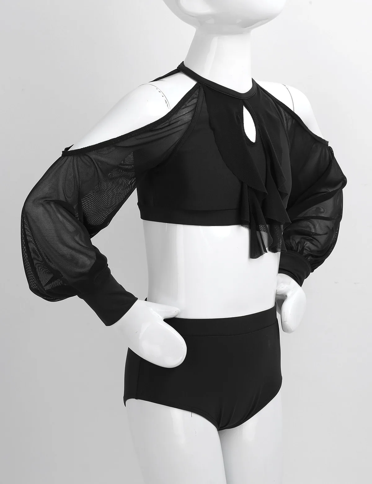 Танцевальная одежда из двух предметов для детей укороченный топ с длинными