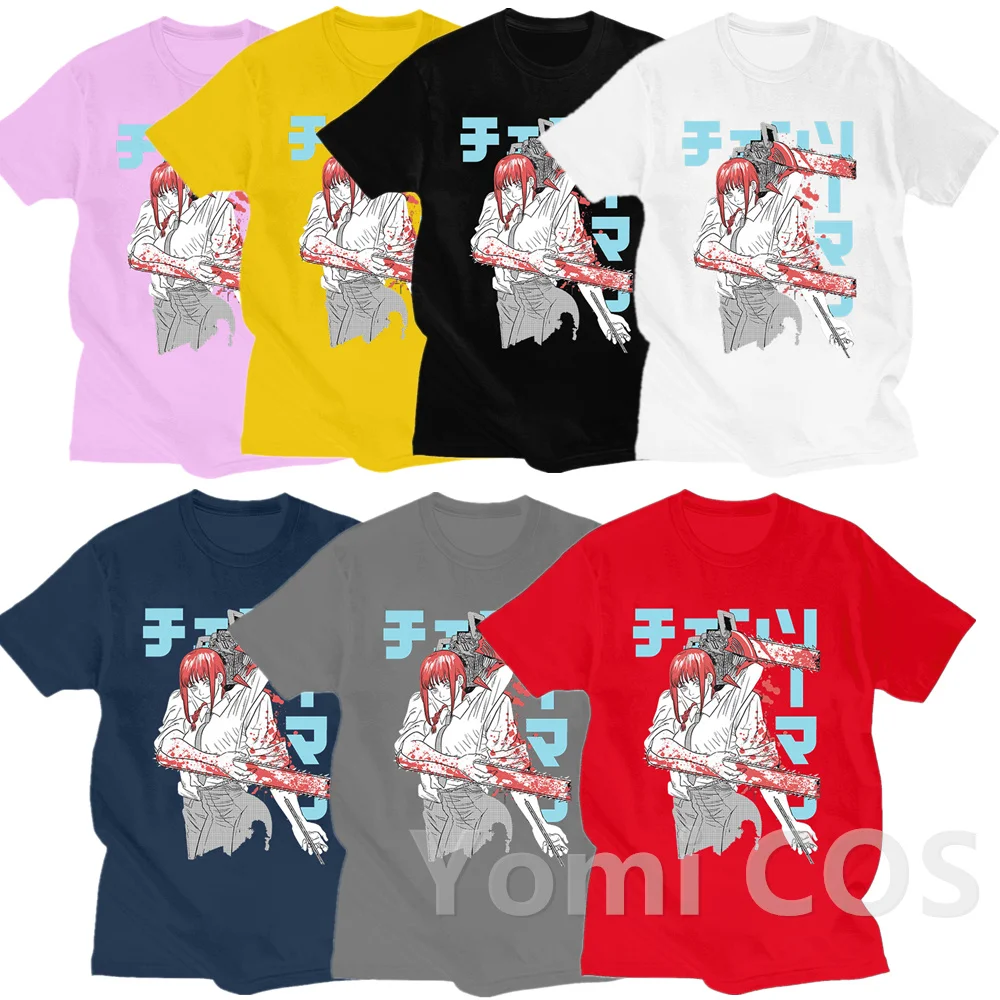 

Anime Chainsaw Men T-Shirt Man Manga Graphic Tees Funny Cartoon Makima T-shirt Unisex Printing Tops Pure Cotton Summer 7colors