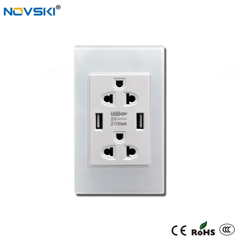 NOVSKI 2.5D стенная розетка из закаленного стекла многофункциональная 2 1 а двойной USB