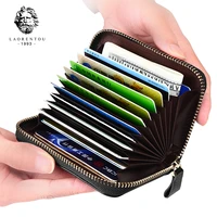 laorentou men card holder standard wallet cow leather porte carte bancaire multi function organ card zipper credit card holder