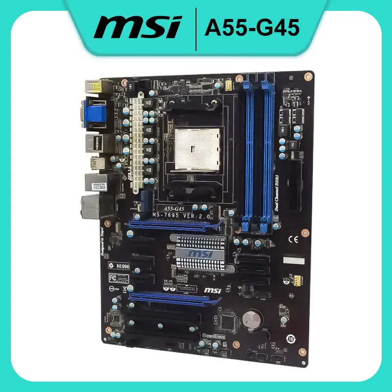 

MSI A55-G45 original motherboard Socket FM1 AMD A55 DDR3 HDMI 6Gb/s USB 3.0 SATA Micro ATX AMD Desktop Motherboard