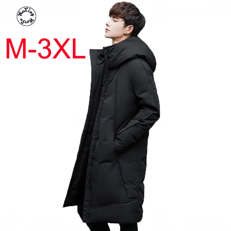 

Новинка, зимнее длинное пальто Woxingwosu на белом утином пуху, утепленная верхняя одежда, размеры от M до 3XL