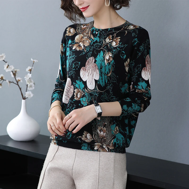 Женский теплый пуловер YISU с круглым вырезом и длинным рукавом Модный женский