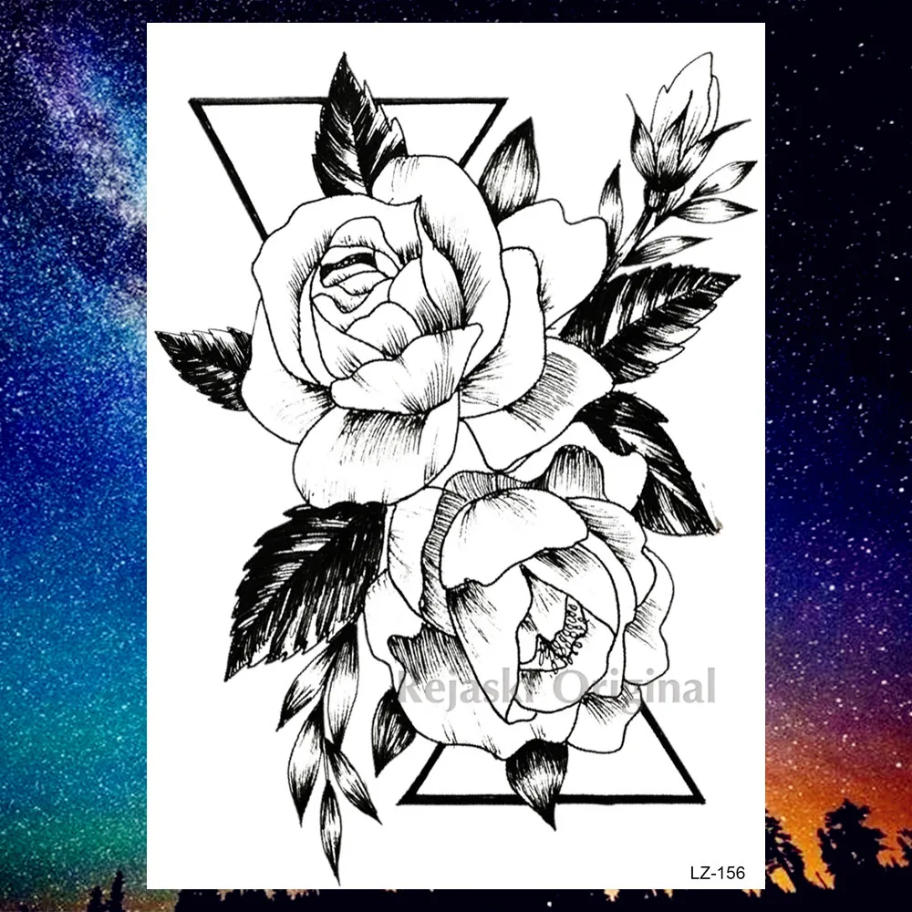 PLZ156 DIY Geometric Wolf Temporary Tattoos For Women Men Body Art Arm Tattoos Sticker Realistic Fake Dreamcatcher Coyote Flower Tatoos - Цвет: PLZ156