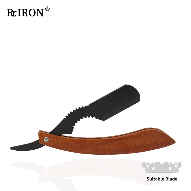 

RIRON Senior Manual Barber Razor Knives Change Blade Steel Cut Throat Shaver Holder Men Shaving Tools
