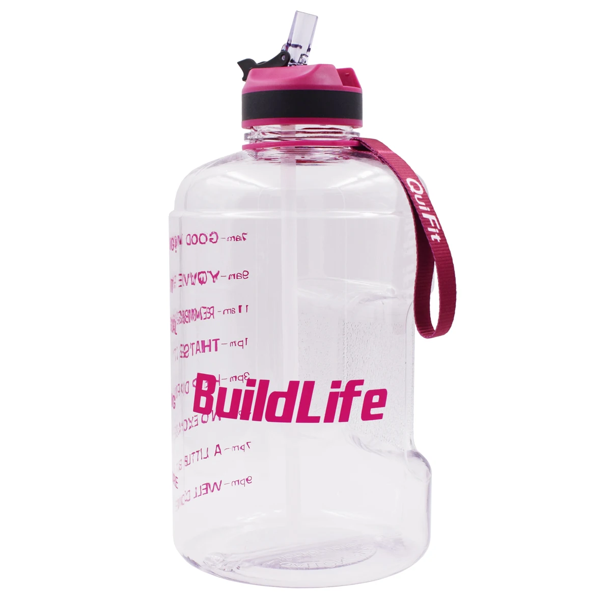 Purple Logo BuildLife 1 галлон бутылка для воды с соломенным маркером времени 3.78л 128 унций BPA бесплатно пластиковая большая емкость фитнес спорт воды кувшин - Цвет: Purple Logo