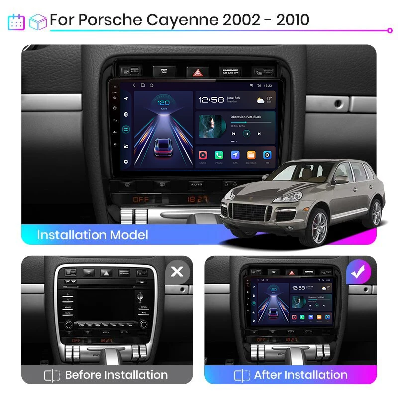Автомагнитола Junsun V1pro с голосовым ИИ на Android для Porsche Cayenne 1 9PA 2002-2010 Carplay 4G