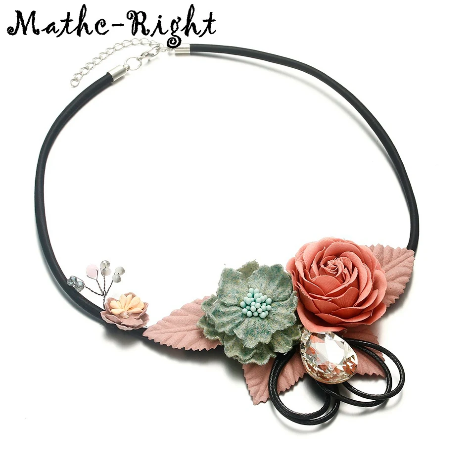 Женское трикотажное ожерелье с цветком и листком эффектные ожерелья подвески