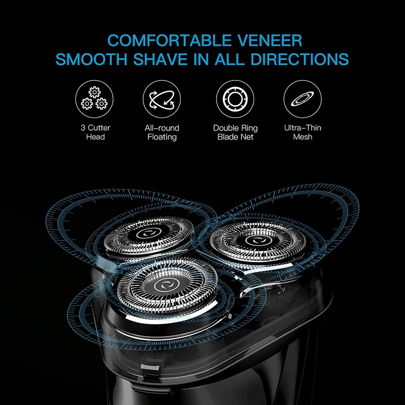 Портативный триммер для бороды с 3 лезвиями 3D плавающая Бритва мужчин