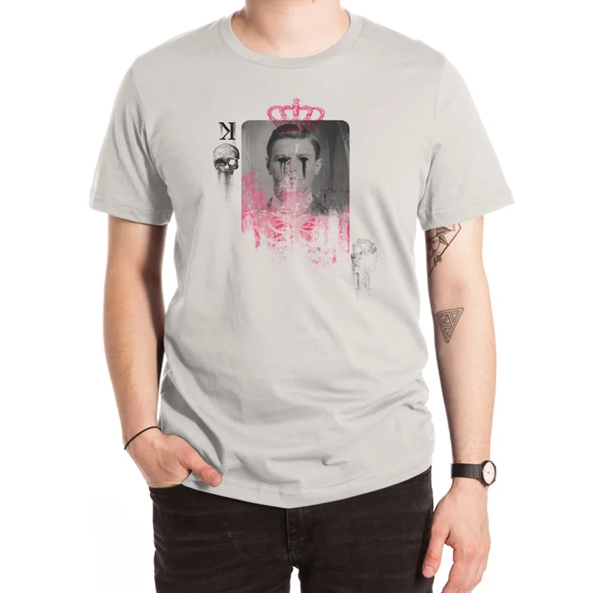 Отсутствие высечки футболка сделанная игральные карты король черепа жуткая