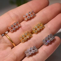 girls lovely small hoop earrings crystal aaa zirconia stone stud huggies minimal shiny hoops ear piercing jewelry for women