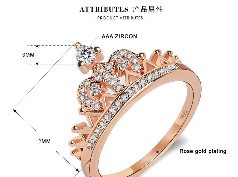 Vecalon 2 colors Crown Jewelry Women ring AAAAA Cubic Zirconia 925 anillos silver Party wedding Band for women Fashion | Украшения и