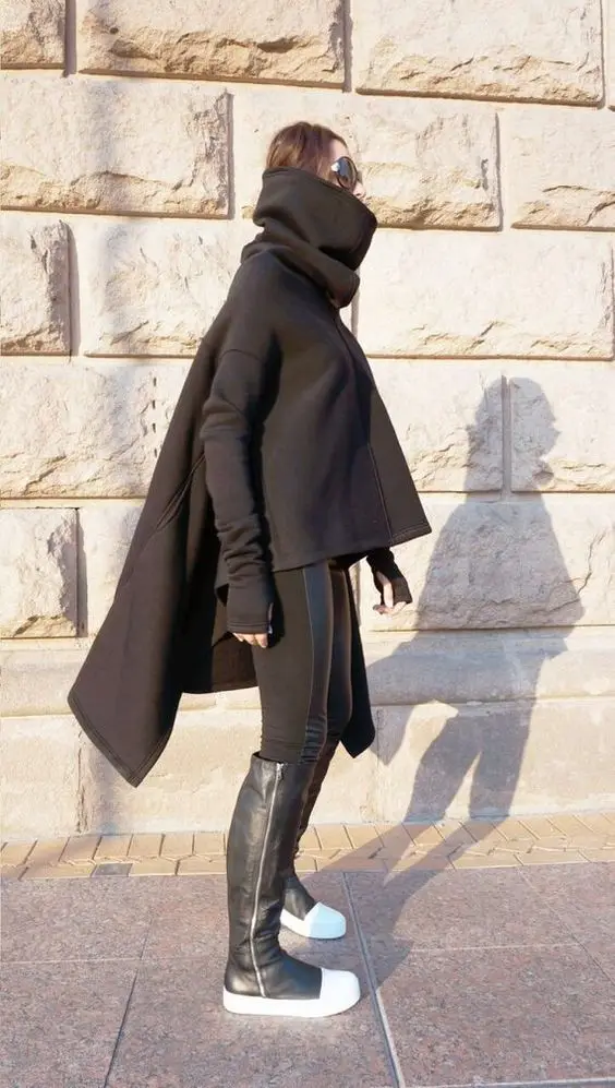 Женская толстовка с длинным рукавом асимметричная водолазка из хлопка капюшоном