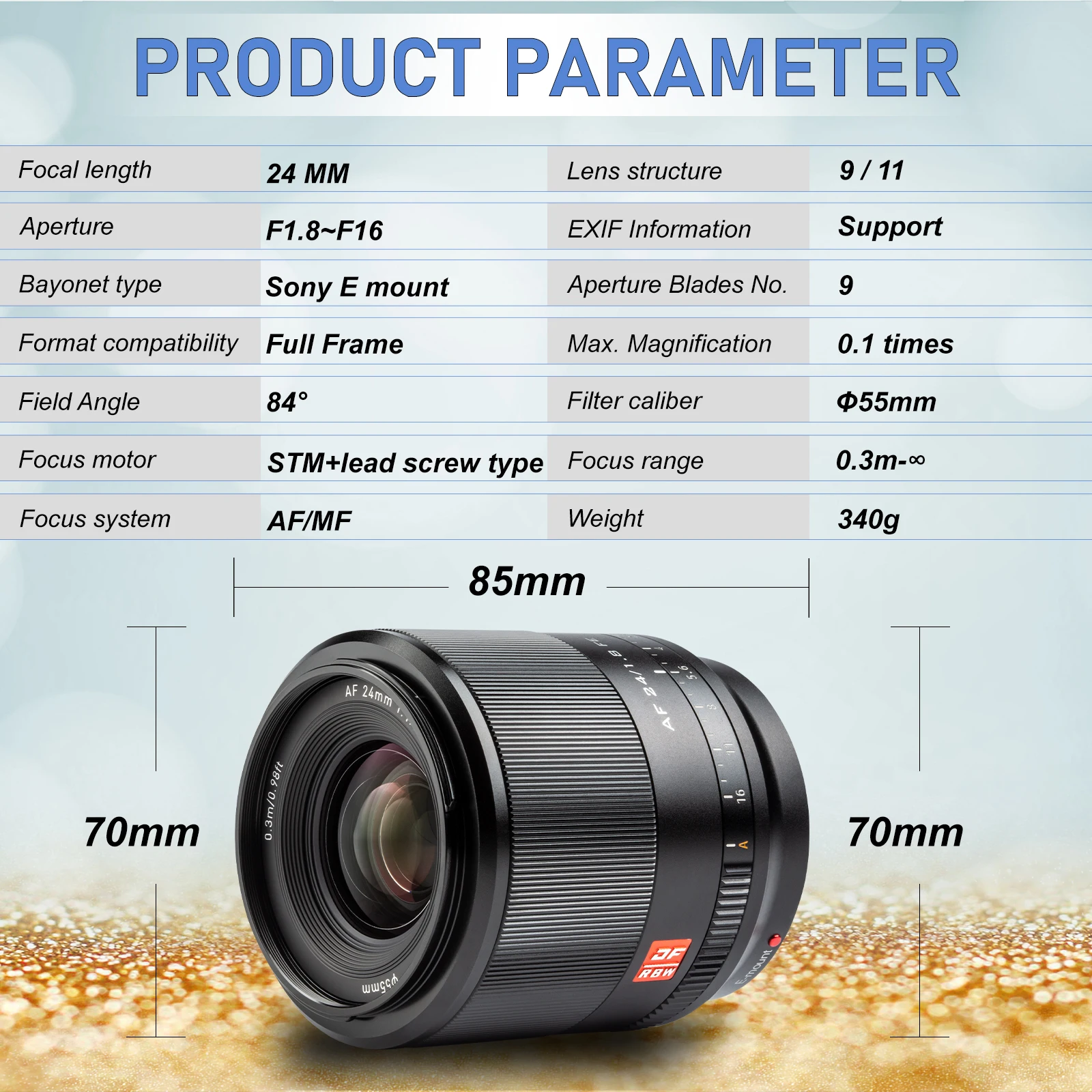 VILTROX 24 мм F1.8 для EF Sony Объектив полная Рамка Автофокус широкоугольный объектив E Mount