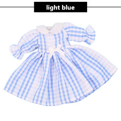 light blue Blyth/Платье милое красное клетчатое платье принцессы, 4 цвета кружевное платье Blyth Doll 1/6 30 см, аксессуары для маленьких кукол - Цвет: light blue