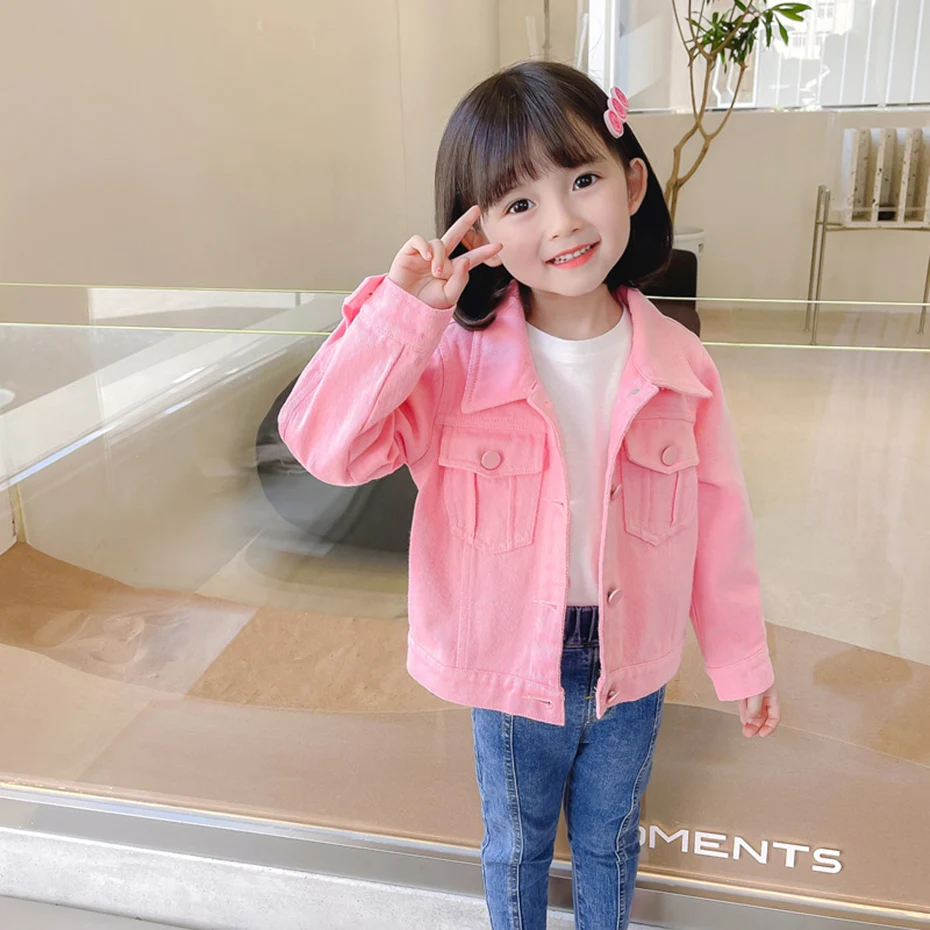 Куртка для девочек верхняя одежда однотонное пальто на весну и осень Детская