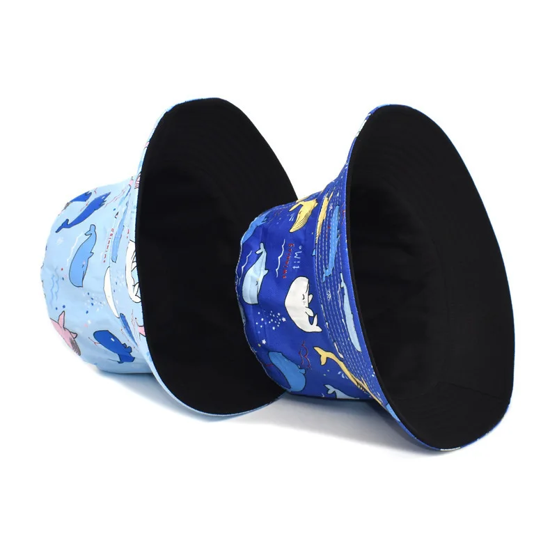 Women Summer Fisherman Hat European American Fashion Whale Print Bob Double-sided Basin Trendy Men Sunscreen Panama Sun |