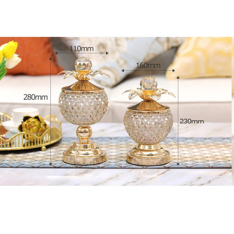 

Retro American Metal Crystal Glass Candy Jar With Lid Tall Storage Jar Chocolate Retail Storage Sealed Box Living Room Decoratio