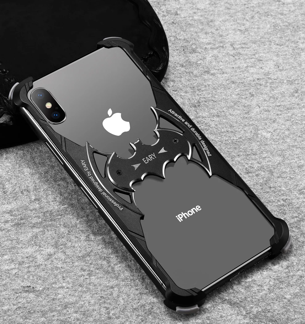 

Phone Case For iPhone XS Max XR XS Xwith ring holder Bat Ring Bracket Shell Metal Bumper Cover Bat Shape Metal Airbag Cool case