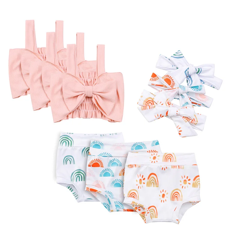 

Комплект одежды для новорожденных девочек из 2 предметов, крутой Топ без рукавов с бантом на бретельках + шорты + повязка на голову, на возрас...