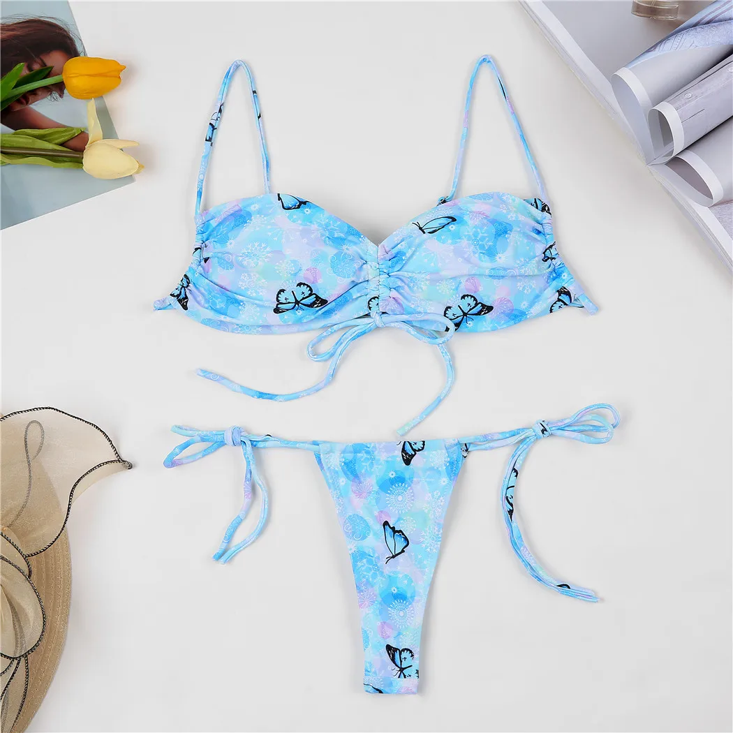 

2021 ladies swimsuit, butterfly printed swimsuit, bikini, swimsuit women, swimsuit, two piece swimsuit, swimming suit for women,