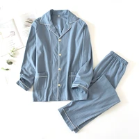 spring and autumn style 100 cotton couple pajamas suit mens long sleeved trousers ladies knitted cotton plus size home service