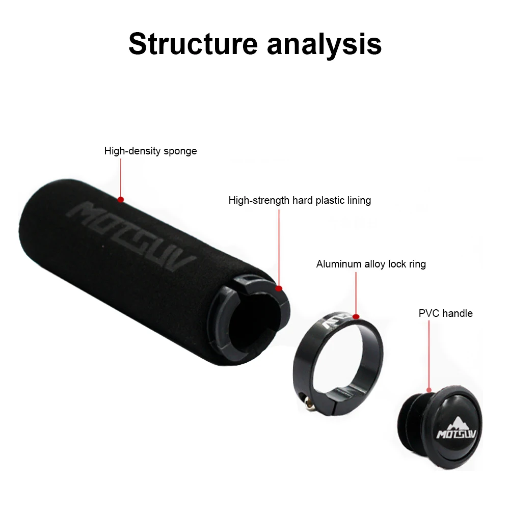 Bicycle Grips MTB Sponge Handlebar Grips Anti-skid Shock-absorbing Soft Bike Grips Ultraight Cycling Handlebar with One Lock