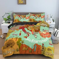 european 3d duvet cover bedding set world sailing map comforterquilt covers king queen double size home textile with pillowcase