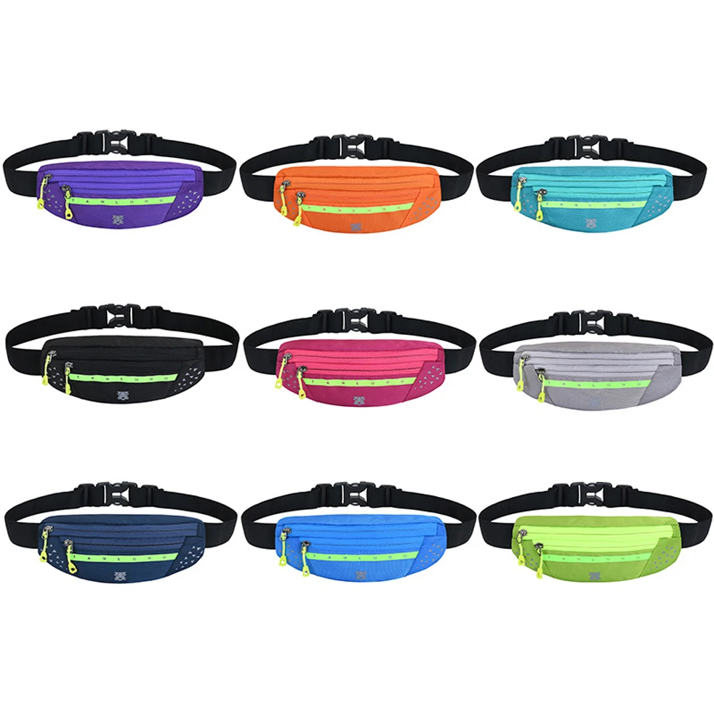 

Running Double Zipper Pocket Waist Bag Waistband Sport Bag Gym Yoga Waist Belt Pack Mobile Phone Wasit Wallet