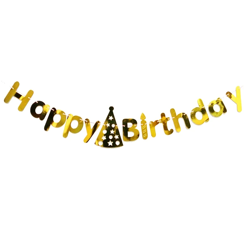 1 комплект цвета: золотистый серебристый Happy Birthday Алфавит шляпа Звезда Круглый