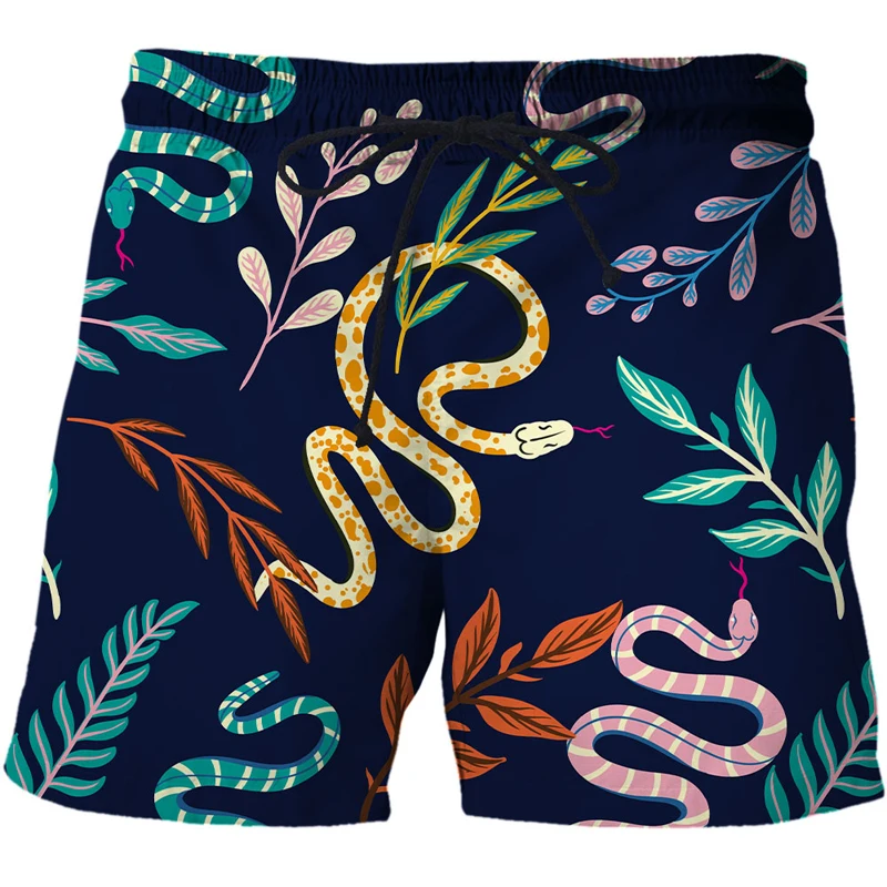 Man's Beach Shorts Abstract pattern snake 3d Printed pants high quality Swim shorts harajuku shorts men Gym Surf Board Swimsuit