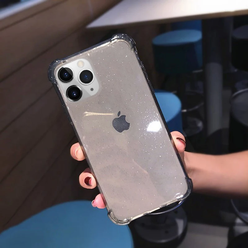 Блестящий порошок чехол для телефона iPhone 11 Pro X XR XS Max 8 7 Plus 6 6S прозрачный мягкий ТПУ