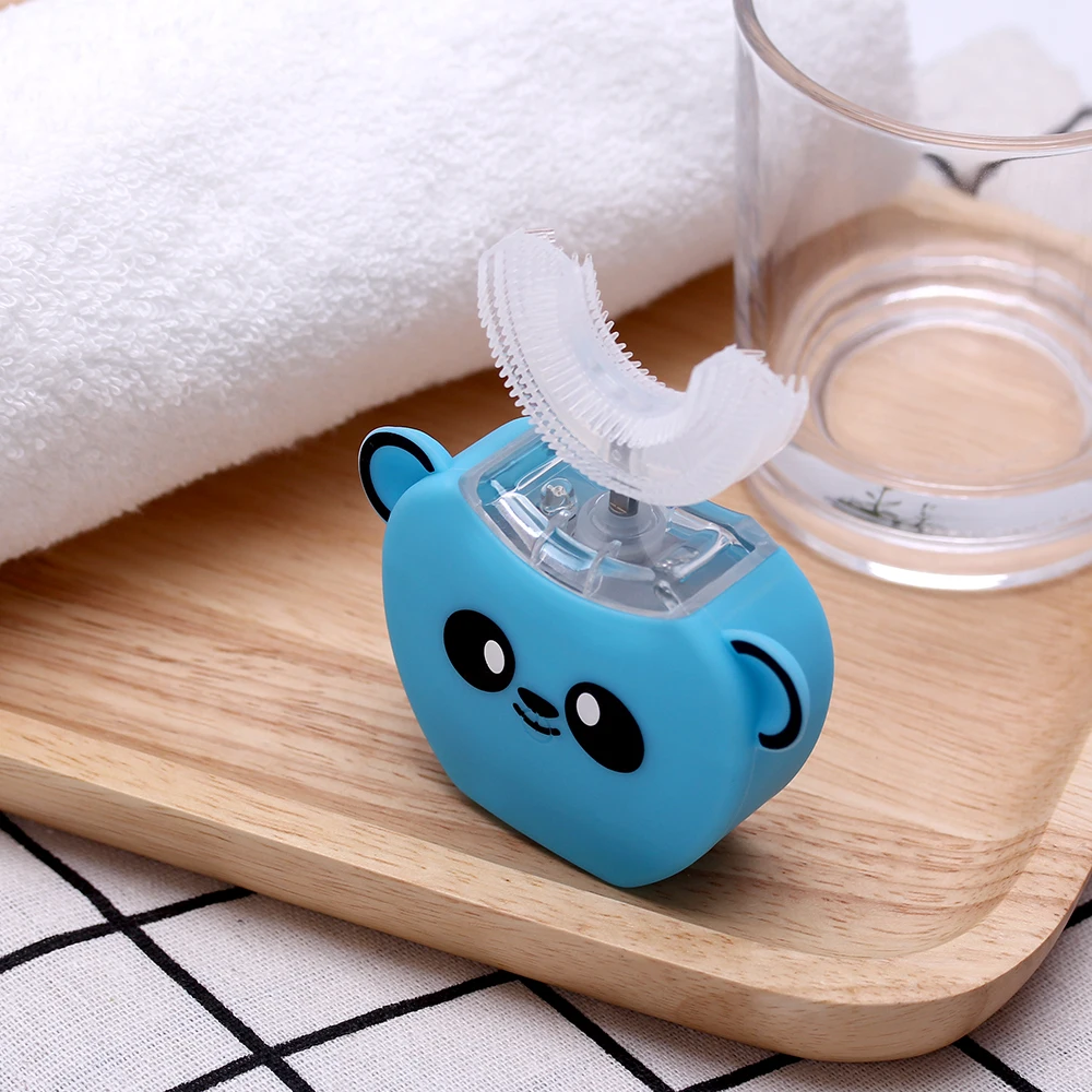 

360 Degree Automatic Children Sonic Electric Toothbrush Intelligent Silicone Tooth Brush Cute U shape Brush Head Teeth Cleaning