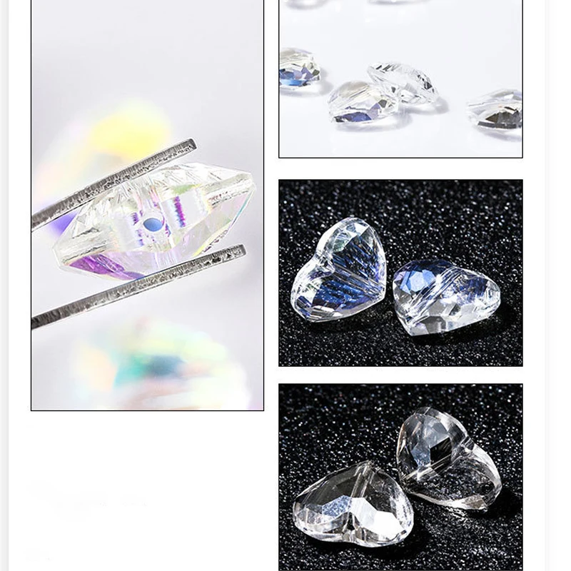 Стеклянные бусины в форме сердца 7x8 мм|Бусины для одежды| |