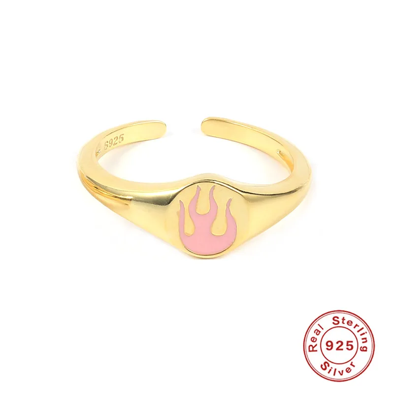 

CANNER S925 Sterling Silver Adjustable Ring Cute Colorful Enamel Wedding Rings For Women Girl Anniversary Jewerly Accessories