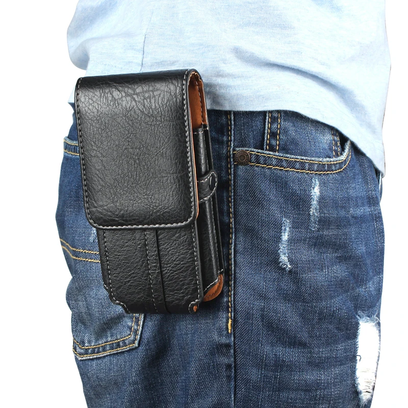 

Universal Pouch 4.7-6.5inch Leather Holster Case for iPhone XS 11 12 Waist Belt Clip Pouch with Card Slot for Google Pixel 4A 5